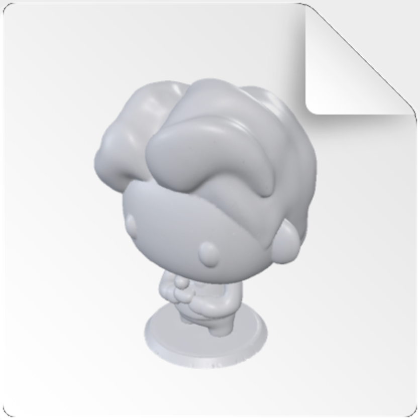 STL preview of a figure with sculpted hair