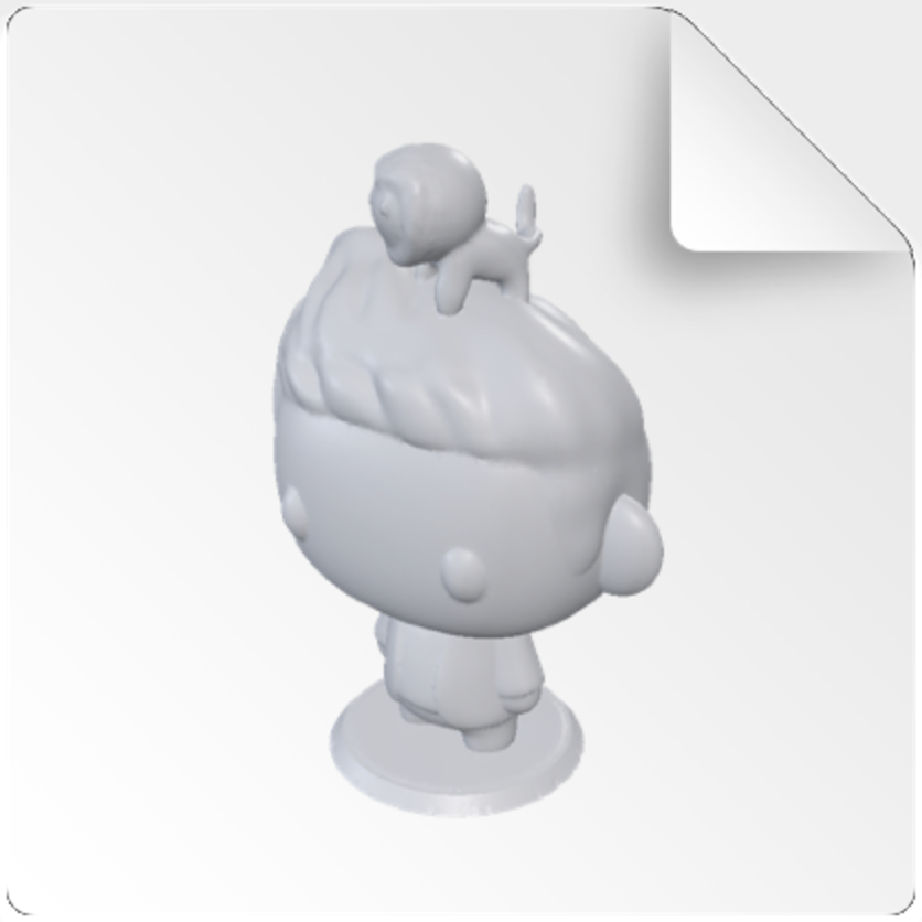 STL preview of a figure with a small creature on top